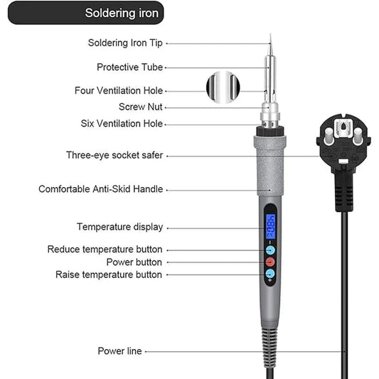 60W Digital Soldering Iron kit with Multimeter