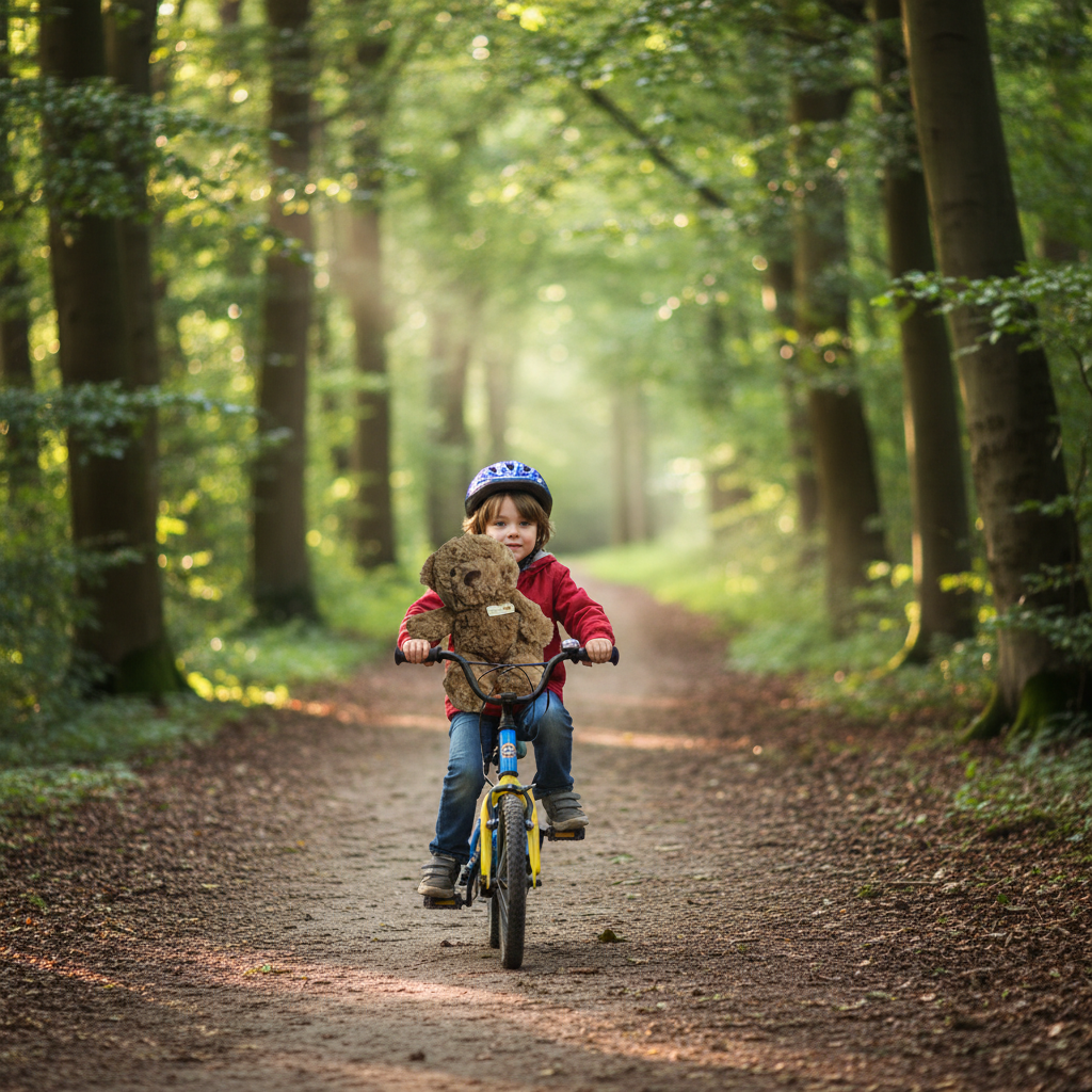 Soft Toy 32 cm - Brown Bear, Handmade Badge