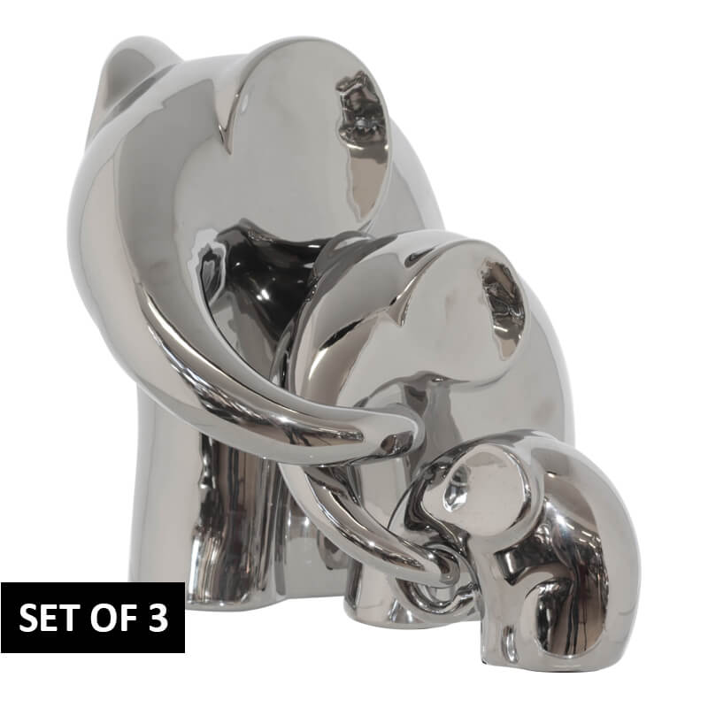 3 Silver Cascading Elephants