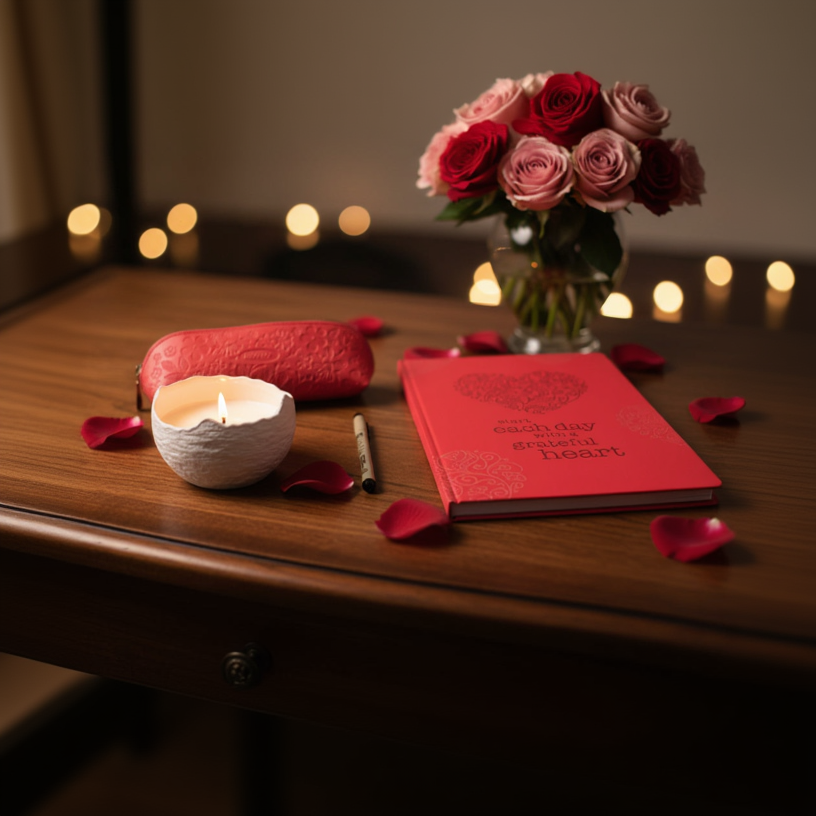 A4 Notebook set - with pencil case, archival pen and sand candle