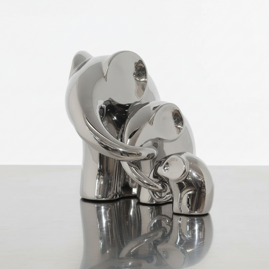 3 Silver Cascading Elephants