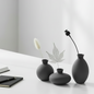 Set of 3 Matt Charcoal Vases