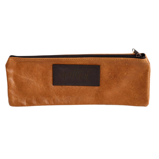 Leather Pouch - Label message: Remember to smile