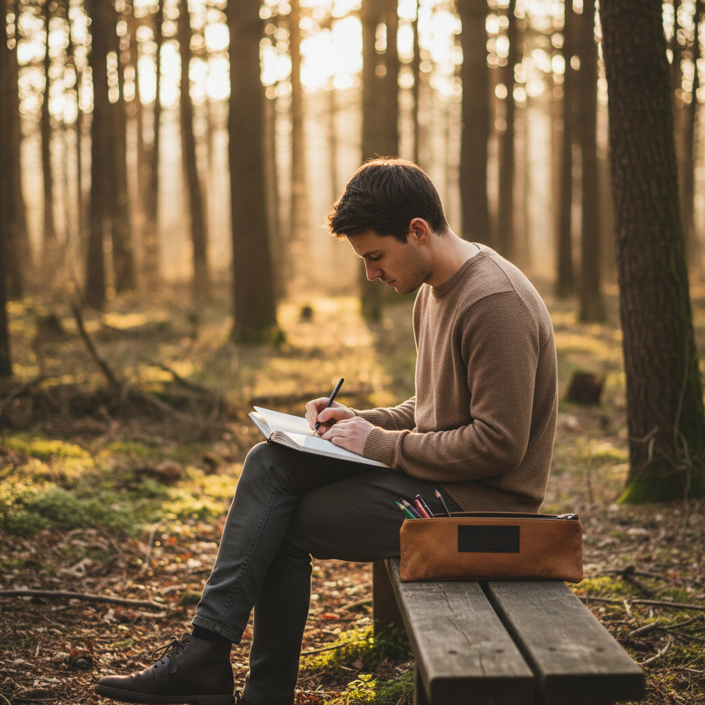 Leather pouch - Label Message: Write your own story