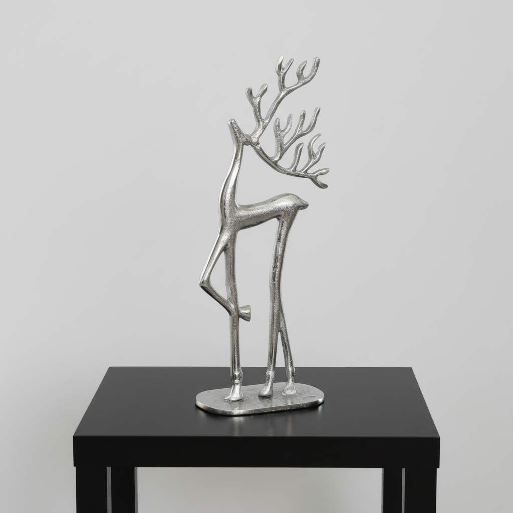 Silver Deer  Minimalistic Metal Sculpture