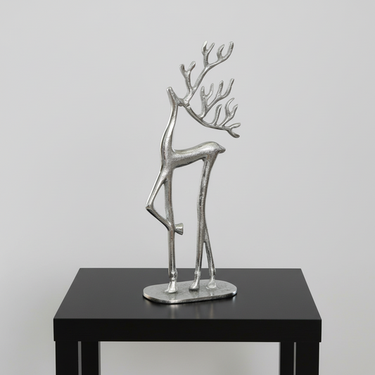 Silver Deer  Minimalistic Metal Sculpture