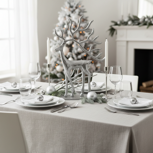 Silver Deer Metal Sculpture