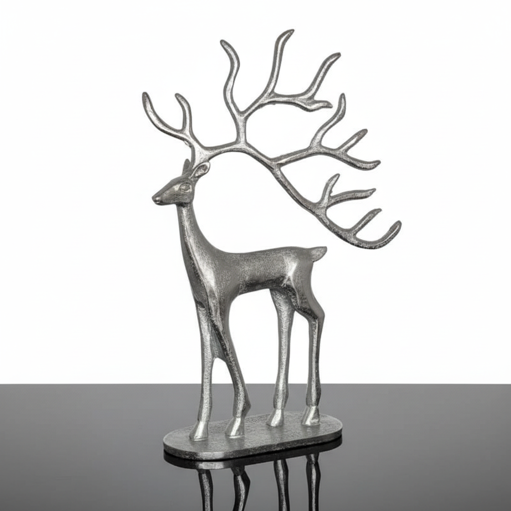 Silver Deer Metal Sculpture