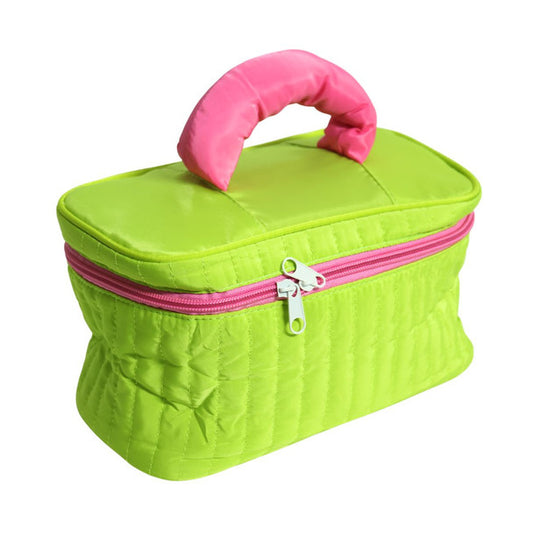 Quilted  Bag - Green And Pink