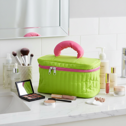 Quilted  Bag - Green And Pink