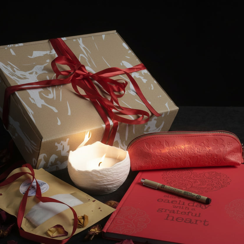 A4 Notebook set - with pencil case, archival pen and sand candle