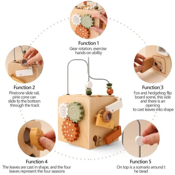 Woodland 5-in-1 Wooden Cognitive Activity Cube